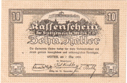 Autriche, Weitra, 10 Heller, Château, 1920, 1920-12-31, SPL, Mehl:FS 1166b - Oesterreich