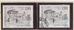 VARIÉTÉ - N° 2911 Obl - GEORGES SIMENON - FOND ROSE AU LIEU DE GRIS LILAS PALE - Used Stamps