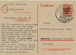 BF0146 / DDR - HALLE - 20.8.48 , Postkarte Gemeinschaftsausgabe Mit Aufdruck SBZ - Nach Netstal / CH - Michel P32 I - Postcards - Used