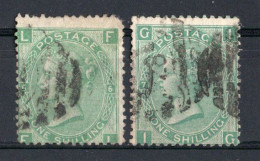 1867 GREAT BRITAIN 1Sh. QUEEN VICTORIA DEFINITIVES 2x Stamps MICHEL: 33 USED - Oblitérés