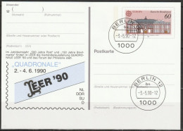 BRD Ganzsache 1990 PSo21 Quadronale Leer`90 Tagesstempel Berlin 3.5.90 ( PK 46)günstige Versandkosten - Postkarten - Gebraucht