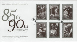 Alderney 2011 FDC Sc 409-414 QEII 85th, Prince Philip 90th Birthdays Set Of 6 - Alderney