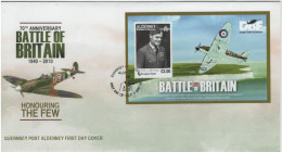 Alderney 2010 FDC Sc 375 2pd Sir Douglas Bader Battle Of Britain 70th Ann Sheet - Alderney