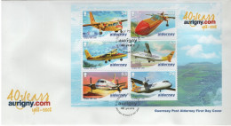 Alderney 2008 FDC Sc 337a Airplanes Aurigny Air Services 40th Ann Sheet Of 6 - Alderney