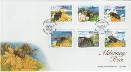 Alderney 2009 FDC Sc 338-343 Bees, Flowers Set Of 6 - Alderney