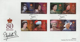 Alderney 2006 FDC Sc 269-272 QEII 80th Birthday Set Of 4 Pairs - Alderney