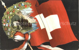 12323228 Seealpsee Berggasthaus Appenzeller Alpen Schweizer Flagge Wappen Kuenst - Autres & Non Classés
