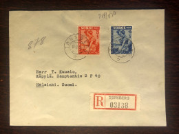 NORWAY FDC TRAVELLED COVER REGISTERED LETTER TO FINLAND 1950 YEAR POLIO HEALTH MEDICINE - Brieven En Documenten