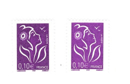 2 Variétés Du Lamouche 0.10 € Violet  ITVF Type I YT 3732 : Le Mauve Clair + 2  Demi-bandes. Voir Scans. Cotes YT > 5 €. - Unused Stamps