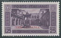 1929 TRIPOLITANIA MONTECASSINO 1,25 LIRE MH * - RA31-6 - Tripolitaine