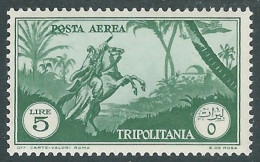 1931-32 TRIPOLITANIA POSTA AEREA SOGGETTI AFRICANI 5 LIRE MH * - RA29-3 - Tripolitania