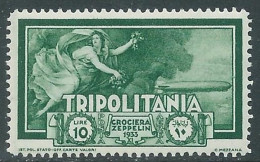 1933 TRIPOLITANIA POSTA AEREA CROCIERA ZEPPELIN 10 LIRE MNH ** - RA29-3 - Tripolitania