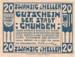 Autriche, Gmunden, 20 Heller, Blason, 1920, 1920-03-31, TTB, Mehl:FS 240IIa - Oesterreich