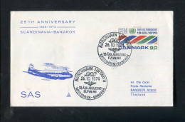 "DAENEMARK" 1974, SAS-Jubilaeumsflugbrief "Kopenhagen-Bangkok" (5287) - Poste Aérienne