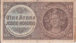 BILLETE DE CHECOSLOVAQUIA - MORAVIA DE 1 KRONE DEL AÑO 1940 (BANKNOTE) - Tchécoslovaquie