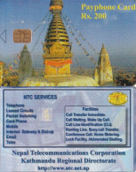 NEPAL - Temple, Nepal Telecom Telecard RS 200(matt Surface), Without CN - Nepal