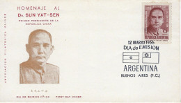 BUENOS AIRES 1966 Premier Président De La République De Chine Dr Sun Yat Sen Politique Asie - FDC
