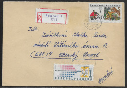 Czechoslovakia. Stamps Sc. 2154, 2131 On Registered Letter, Sent From Poprad On 29.08.78 For “Tesla” Uhersky Brod. - Lettres & Documents