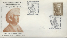 BUENOS AIRES 1964 Cinquantenaire De La Mort Du Père José Brochéro Religion Jésus Christianisme - FDC