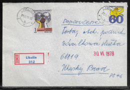 Czechoslovakia. Stamps Sc. 2167, 1972 On Registered Letter, Sent From Libusin 29.06.78 For “Tesla” Uhersky Brod. - Cartas & Documentos