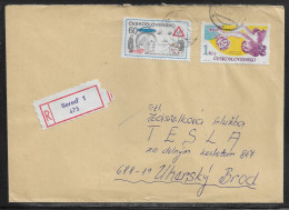 Czechoslovakia. Stamps Sc. 2026, 2108 On Registered Letter, Sent From Sered 28.08.78 For “Tesla” Uhersky Brod. - Storia Postale