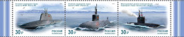 Russia Russland Russie 2023 Modern Submarines Set Of 3 Stamps In Strip MNH - U-Boote