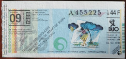 Billet De Loterie Nationale Belgique 1988 9e Tranche Des Giboulées - 2-3-1988 - Billetes De Lotería