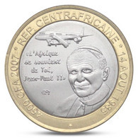 CENTRAL AFRICANE REPUBLIC 4500 CFA UNUSUAL POPE JEAN PAUL II AIRPLANE BIMETAL BI-METALLIC 2007 UNC - Repubblica Centroafricana