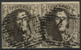 [O SUP] N° 3, 10c Brun En Paire Superbement Margée - Obl Centrale Rare Sur Cette Valeur 'P41' Florenville, Coba +100 €.  - 1851-1857 Medallions (6/8)