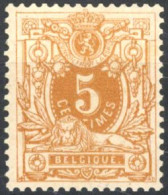 [* SUP] N° 28A, 5c Ocre-rouge - Légère Trace - Cote: 100€ - 1869-1883 Leopold II.