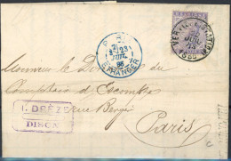 [Document SUP] N° 41 Seul Sur LAC De Verviers (Sation)  Le 22 Juillet 1885 Vers Paris. Rare Et Superbe - 1883 Leopold II.