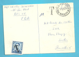 Ongefrankeerde Kaart POSTES-POSTERIJEN B.P.S.11 , Getaxeerd (taxe) Met Zegel 926, Afgestempel Met De "T"stempel - 1953-1972 Lunettes