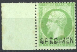 [* TB] N° 20, 5c Vert Surchargé Specimen - Cote: 400€ - 1862 Napoléon III