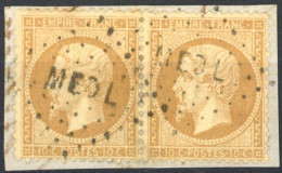 [O SUP] N° 21, Paire Sur Fragment - TB Obl 'MEDL' - 1862 Napoleon III