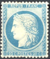 [* SUP] N° 37, 20c Bleu, Excellent Centrage - Certificat Photo - Cote: 550€ - 1870 Belagerung Von Paris