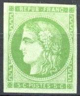 [* SUP] N° 42B, 5c Vert-jaune - Belles Grandes Marges - Cote: 370€ - 1870 Ausgabe Bordeaux