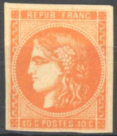 [* SUP] N° 48, 40c Orange, Margé - Légère Trace. Signé Calves - Cote: 750€ - 1870 Ausgabe Bordeaux