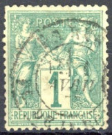 [O SUP] N° 61, 1c Vert (I) - Jolie Oblitération - Cote: 125€ - 1876-1878 Sage (Typ I)