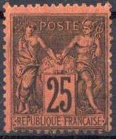 [* SUP] N° 91, 25c Noir/rouge (II), Légère Trace - Signé Calves - Cote: 1600€ - 1876-1898 Sage (Type II)