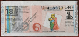 Billet De Loterie Nationale Belgique 1988 18e Tranche Des Mères - 4-5-1988 - Billetes De Lotería