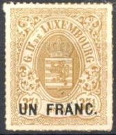 [* TB] N° 24, 1F/37.5c Bistre-olive - Très Frais. Signé - Cote: 1200€ - 1859-1880 Coat Of Arms