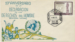 BUENOS AIRES 1959 10° Anniversaire De La Déclaration Des Droits De L'Homme - FDC