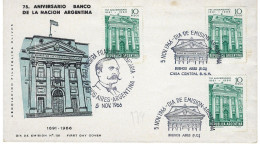 BUENOS AIRES 1966 75° Anniversaire De La Banque Nationale Argentine - FDC