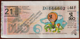 Billet De Loterie Nationale Belgique 1988 21e Tranche Des Montgolfières - 25-5-1988 - Billetes De Lotería