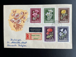 HUNGARY MAGYAR 1951 REGISTERED FDC FLOWERS SEND FROM BUDAPEST TO BRUSSELS 21-04-1951 HONGARIJE UNGARN - FDC