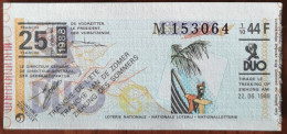 Billet De Loterie Nationale Belgique 1988 25e Tranche De L'Eté - 22-6-1988 - Billetes De Lotería