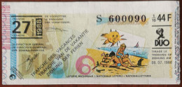 Billet De Loterie Nationale Belgique 1988 27e Tranche Des Vacances - 6-7-1988 - Biglietti Della Lotteria