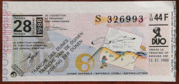 Billet De Loterie Nationale Belgique 1988 28e Tranche Des Dunes - 13-7-1988 - Billetes De Lotería