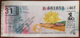 Billet De Loterie Nationale Belgique 1988 31e Tranche Du Soleil - 3-8-1988 - Billetes De Lotería