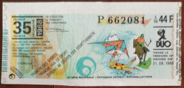 Billet De Loterie Nationale Belgique 1988 35e Tranche Des Sports - 31-8-1988 - Billetes De Lotería